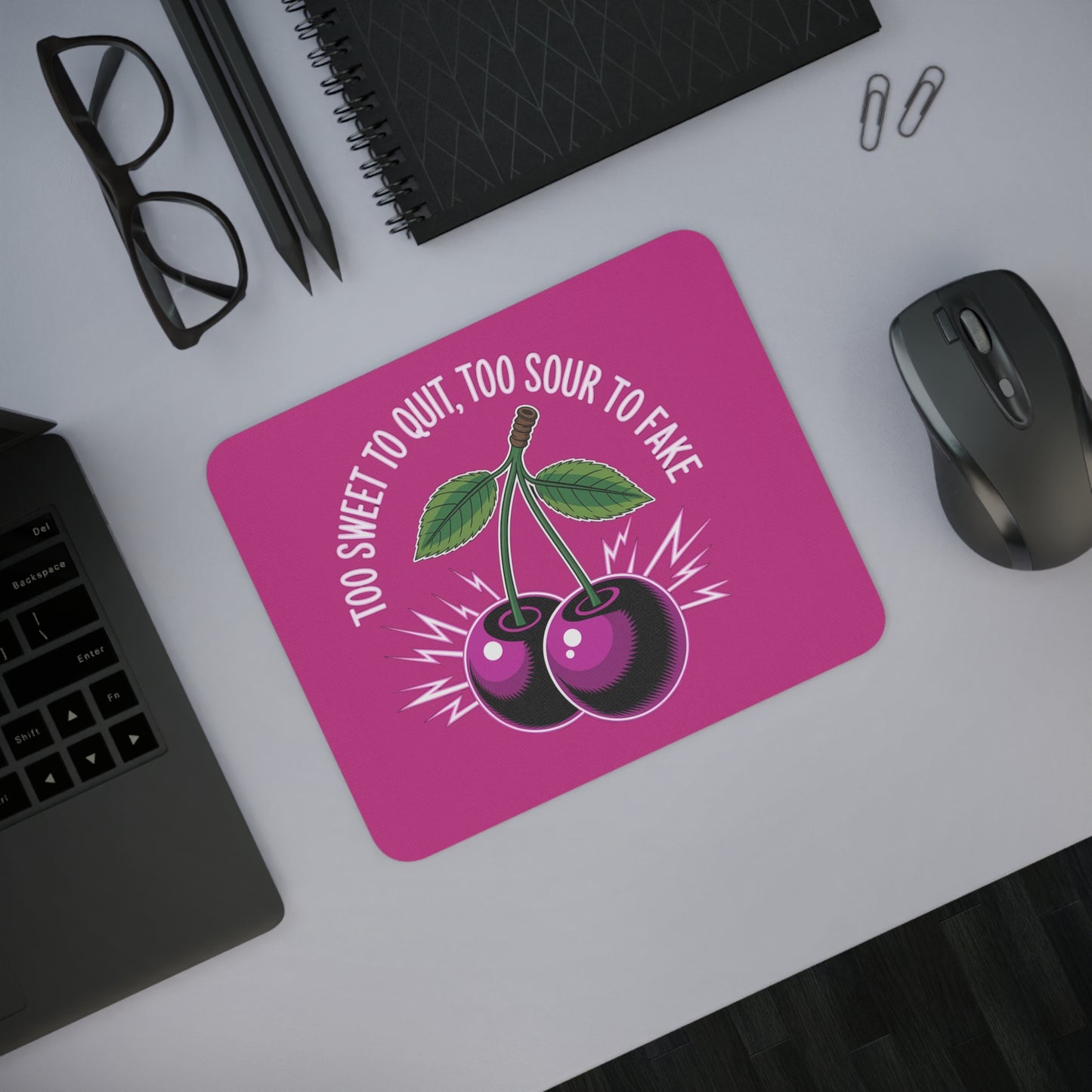 Cute Cherry on Top Desk Mouse Pad, Fun Office Decor, Gift for Coworkers, Sweet Treat Design, Home Office Essentials