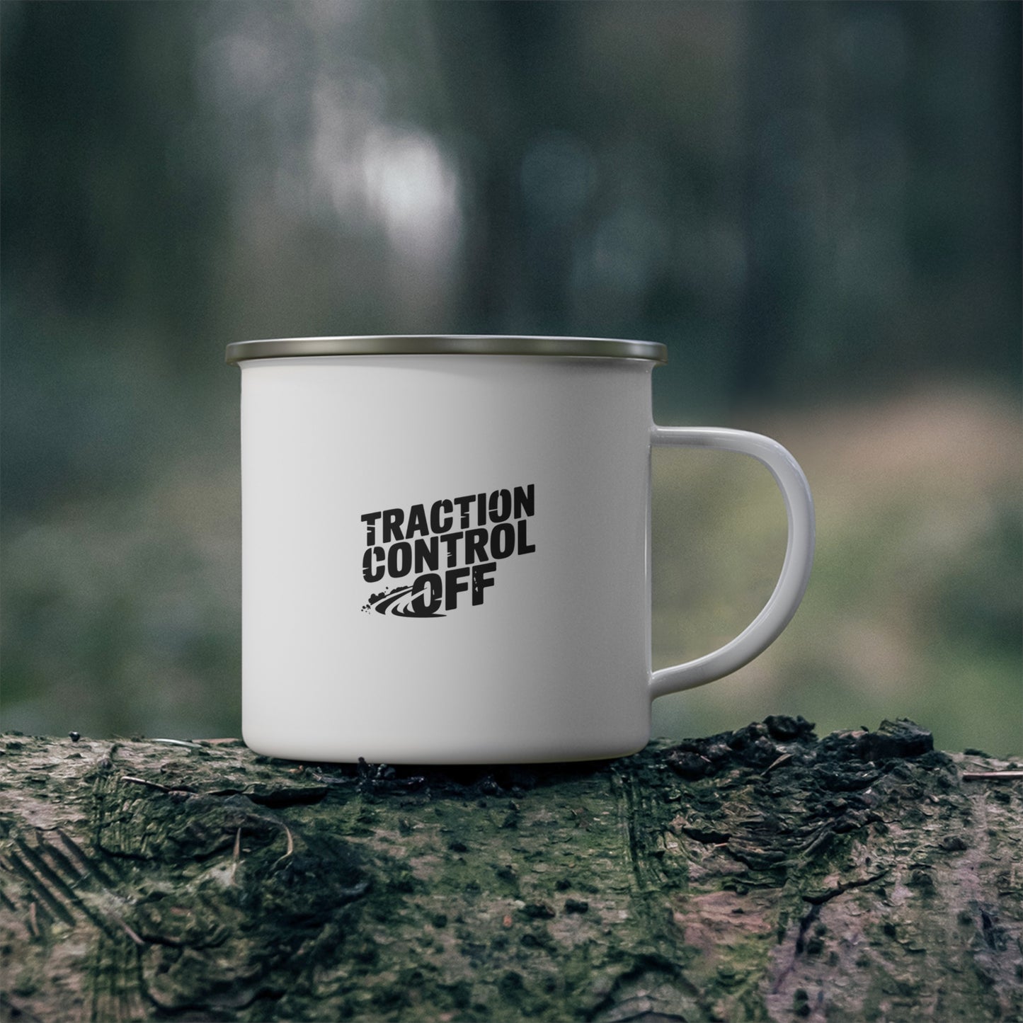 Traction Control Off Enamel Camping Mug, Perfect for Adventure Lovers, Outdoor Coffee Cup, Hiking Gear, Unique Gift for Campers, Road Trip