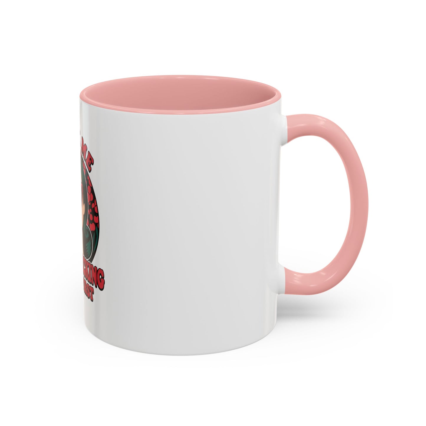 Cherry-Picking Accent Coffee Mug - Fun Gift for Coffee Lovers, Pink Handle Mug, Self-Care Reminder, Retro Design, Perfect for Birthdays,