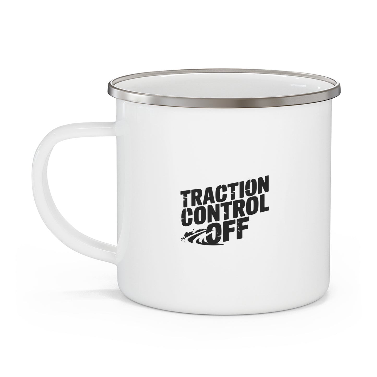 Traction Control Off Enamel Camping Mug, Perfect for Adventure Lovers, Outdoor Coffee Cup, Hiking Gear, Unique Gift for Campers, Road Trip