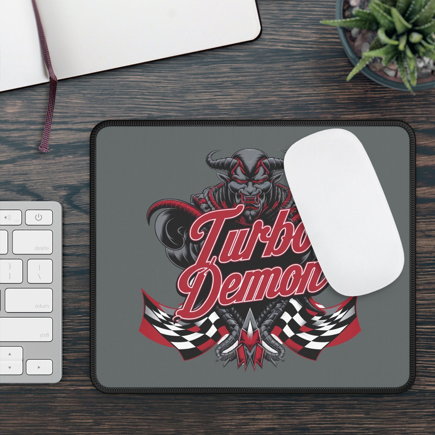 Turbo Demon Gaming Mouse Pad - Cool Desk Mat for Gamers, Office Decor, Video Game Gifts, Lifestyle Accessory, Computer Pad