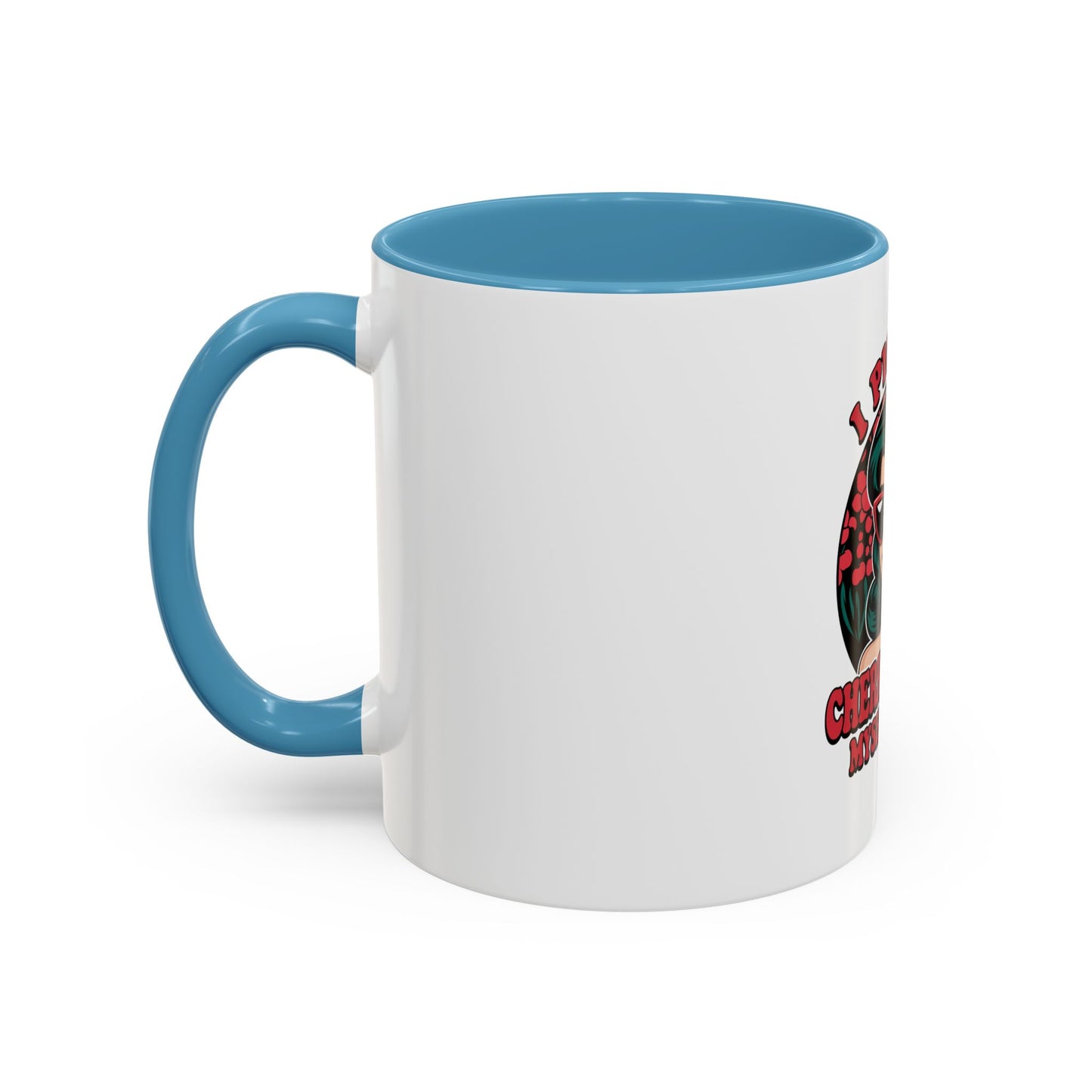Cherry-Picking Accent Coffee Mug - Fun Gift for Coffee Lovers, Pink Handle Mug, Self-Care Reminder, Retro Design, Perfect for Birthdays,