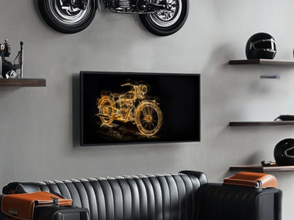 TV Frame Art | Motorcycle Digital Download for TV | Neon TV Frame Instant Download
