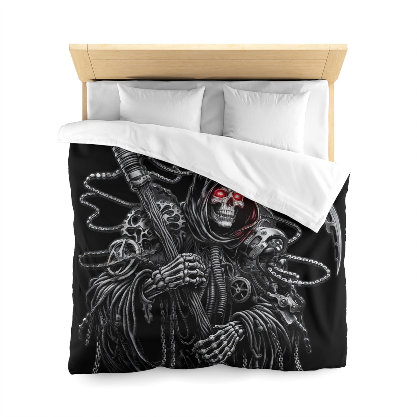 Gothic Grim Reaper Microfiber Duvet Cover, Dark Fantasy Bedding, Skull Home Decor, Halloween Bedroom, Unique Gift Idea