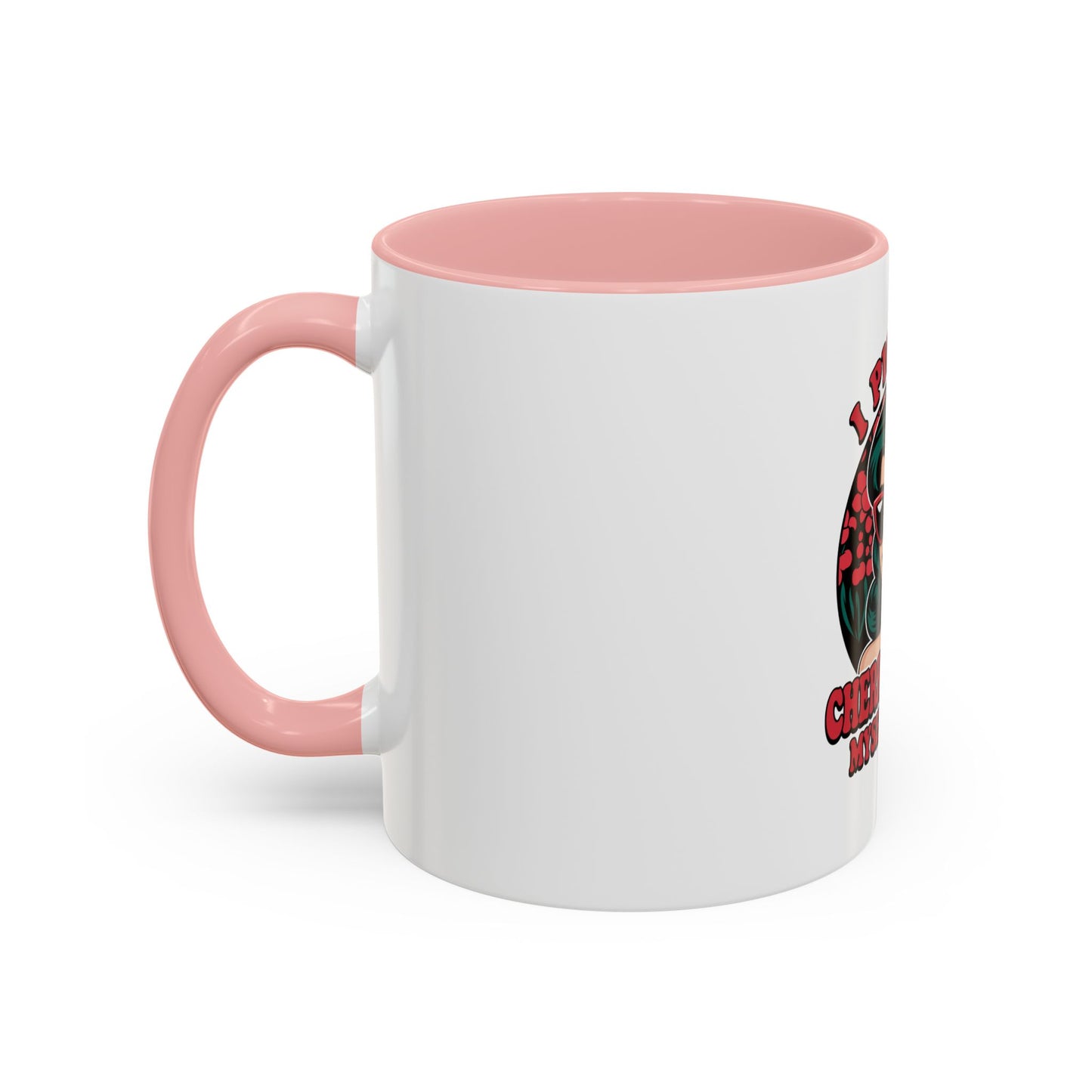 Cherry-Picking Accent Coffee Mug - Fun Gift for Coffee Lovers, Pink Handle Mug, Self-Care Reminder, Retro Design, Perfect for Birthdays,