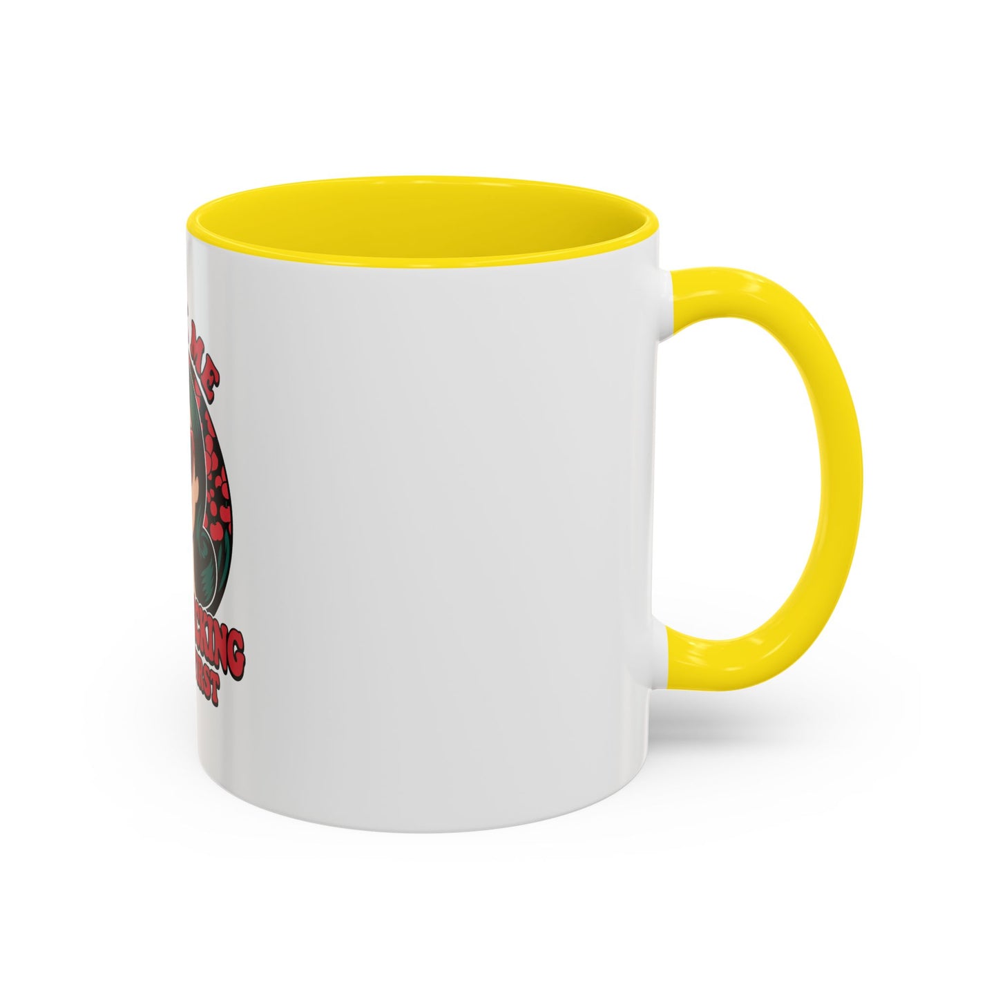 Cherry-Picking Accent Coffee Mug - Fun Gift for Coffee Lovers, Pink Handle Mug, Self-Care Reminder, Retro Design, Perfect for Birthdays,