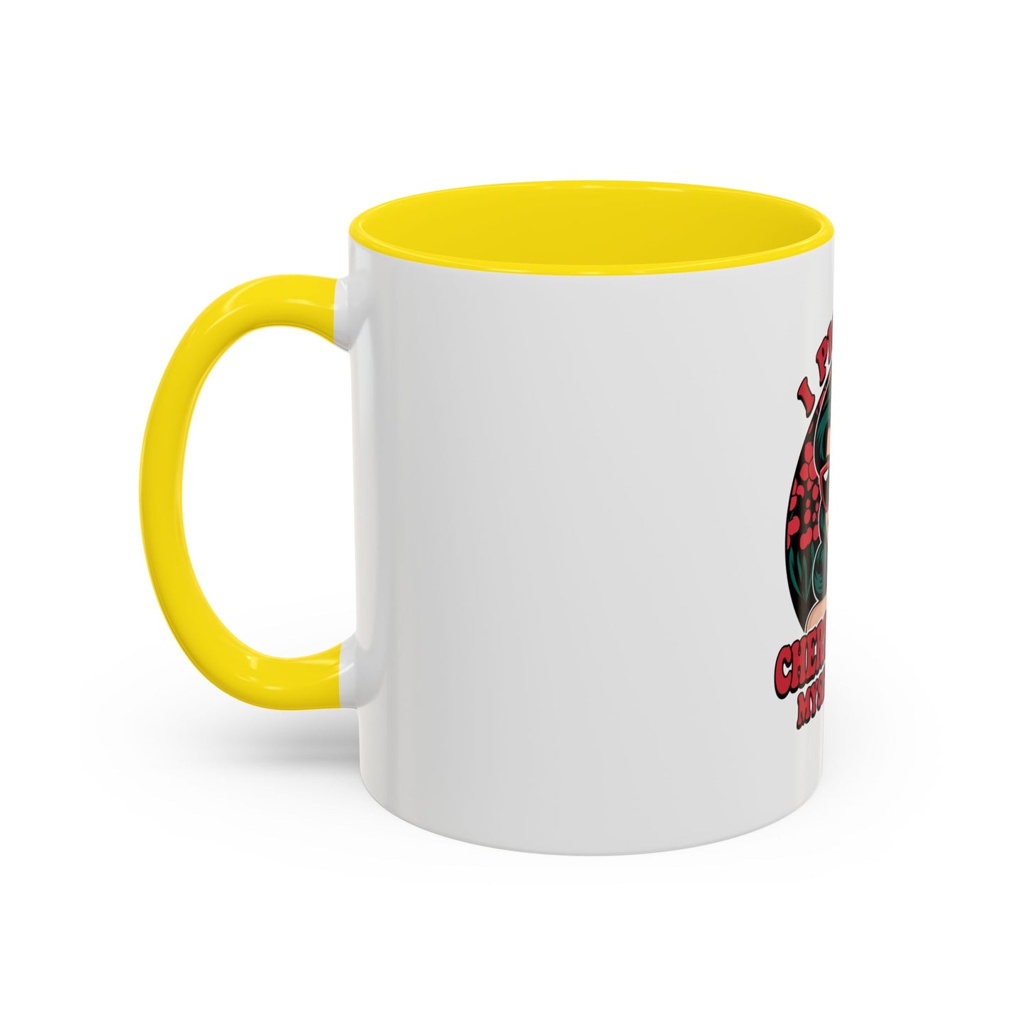 Cherry-Picking Accent Coffee Mug - Fun Gift for Coffee Lovers, Pink Handle Mug, Self-Care Reminder, Retro Design, Perfect for Birthdays,