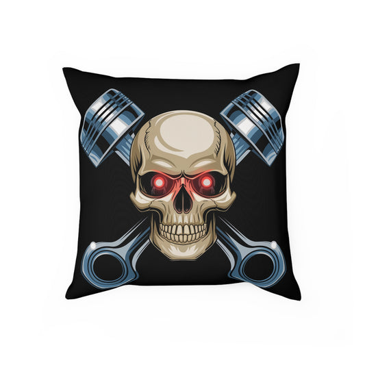 Gothic Skull Piston Cushion, Edgy Home Decor, Motorcycle Enthusiast Gift, Gothic Decor, Halloween Pillow, Statement Throw Pillow