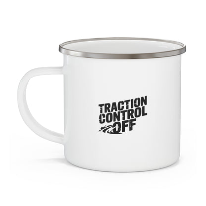 Traction Control Off Enamel Camping Mug, Perfect for Adventure Lovers, Outdoor Coffee Cup, Hiking Gear, Unique Gift for Campers, Road Trip