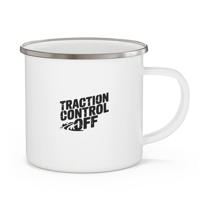 Traction Control Off Enamel Camping Mug, Perfect for Adventure Lovers, Outdoor Coffee Cup, Hiking Gear, Unique Gift for Campers, Road Trip