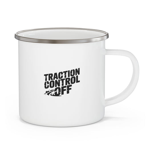 Traction Control Off Enamel Camping Mug, Perfect for Adventure Lovers, Outdoor Coffee Cup, Hiking Gear, Unique Gift for Campers, Road Trip