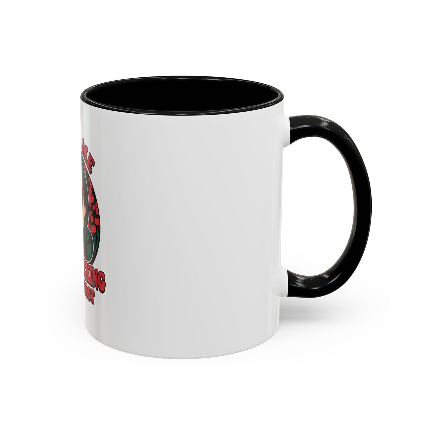 Cherry-Picking Accent Coffee Mug - Fun Gift for Coffee Lovers, Pink Handle Mug, Self-Care Reminder, Retro Design, Perfect for Birthdays,