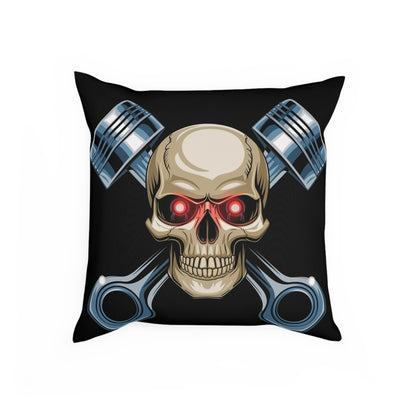 Gothic Skull Piston Cushion, Edgy Home Decor, Motorcycle Enthusiast Gift, Gothic Decor, Halloween Pillow, Statement Throw Pillow