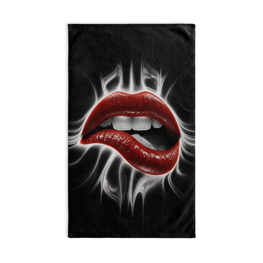 Bold Lip Art Hand Towel, Funky Bathroom Decor, Unique Gift for Makeup Lovers, Chic Kitchen Towel, Artistic Home Accessory