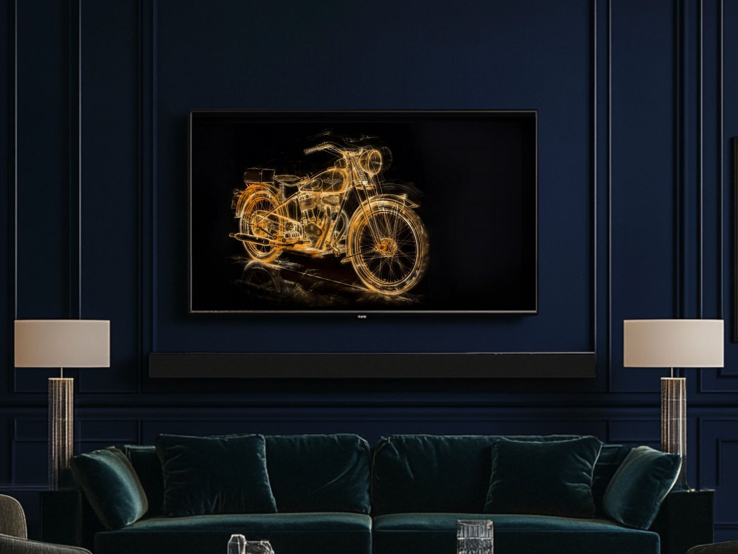 TV Frame Art | Motorcycle Digital Download for TV | Neon TV Frame Instant Download
