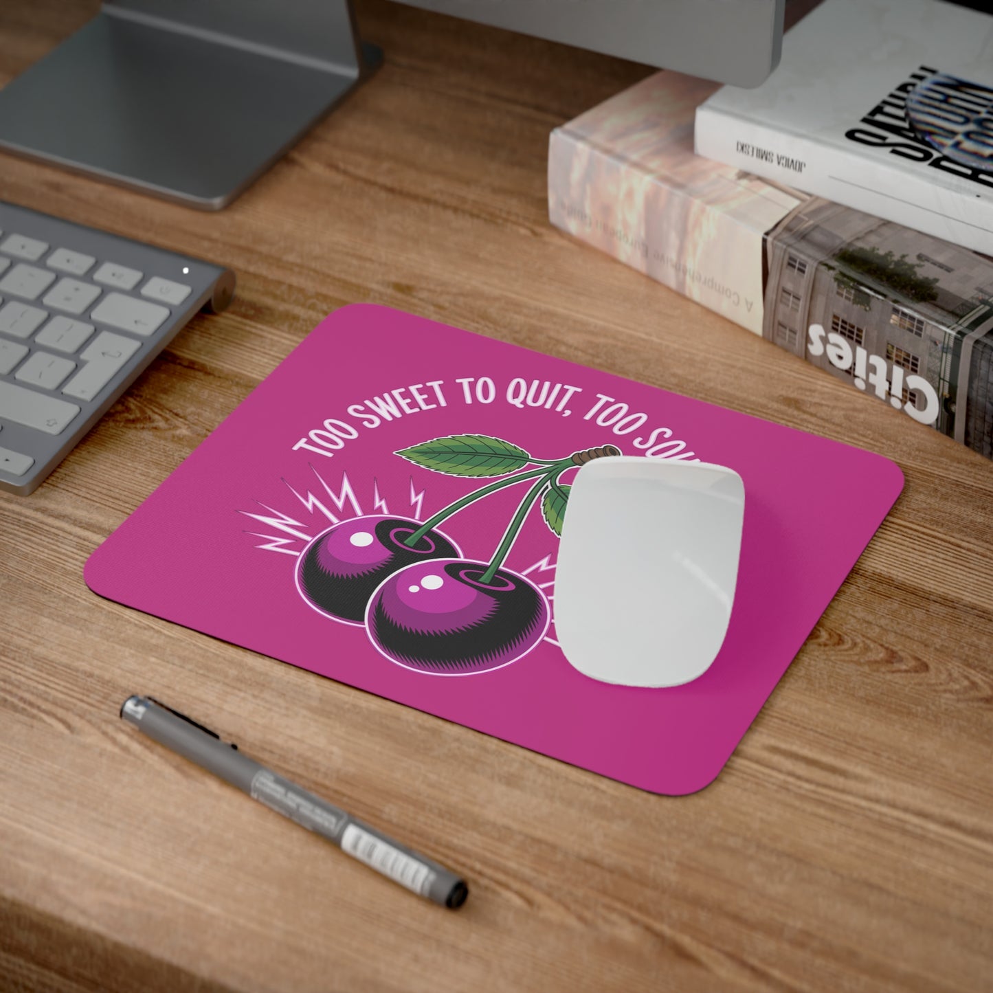 Cute Cherry on Top Desk Mouse Pad, Fun Office Decor, Gift for Coworkers, Sweet Treat Design, Home Office Essentials