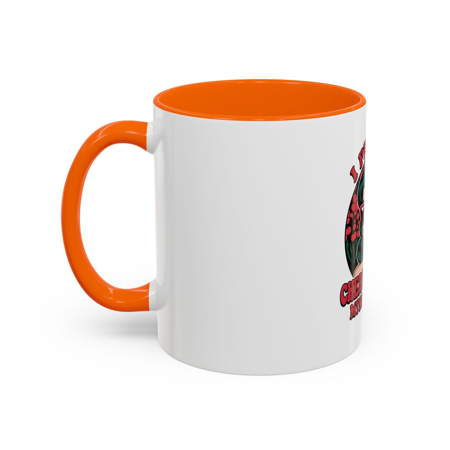 Cherry-Picking Accent Coffee Mug - Fun Gift for Coffee Lovers, Pink Handle Mug, Self-Care Reminder, Retro Design, Perfect for Birthdays,