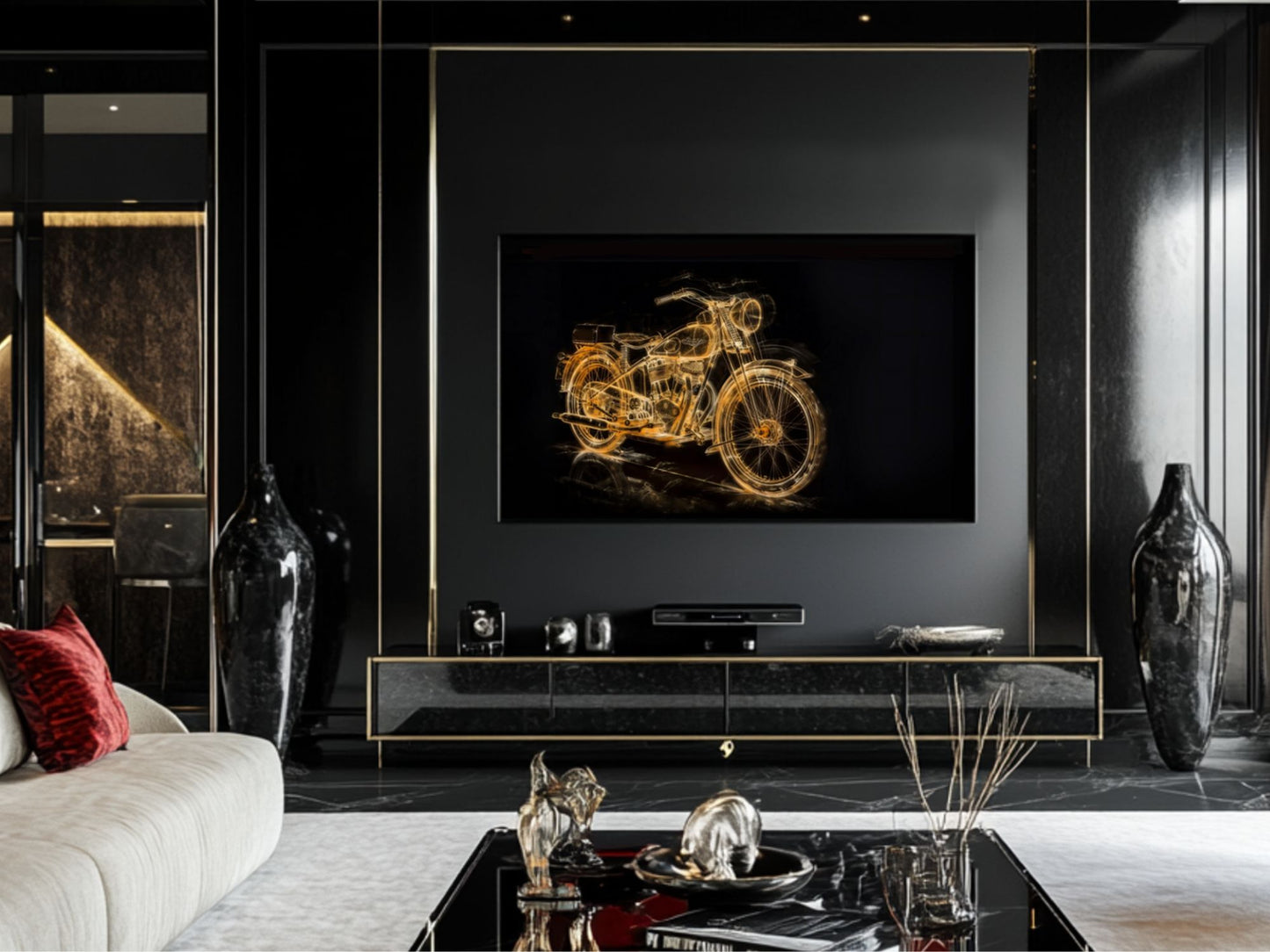 TV Frame Art | Motorcycle Digital Download for TV | Neon TV Frame Instant Download