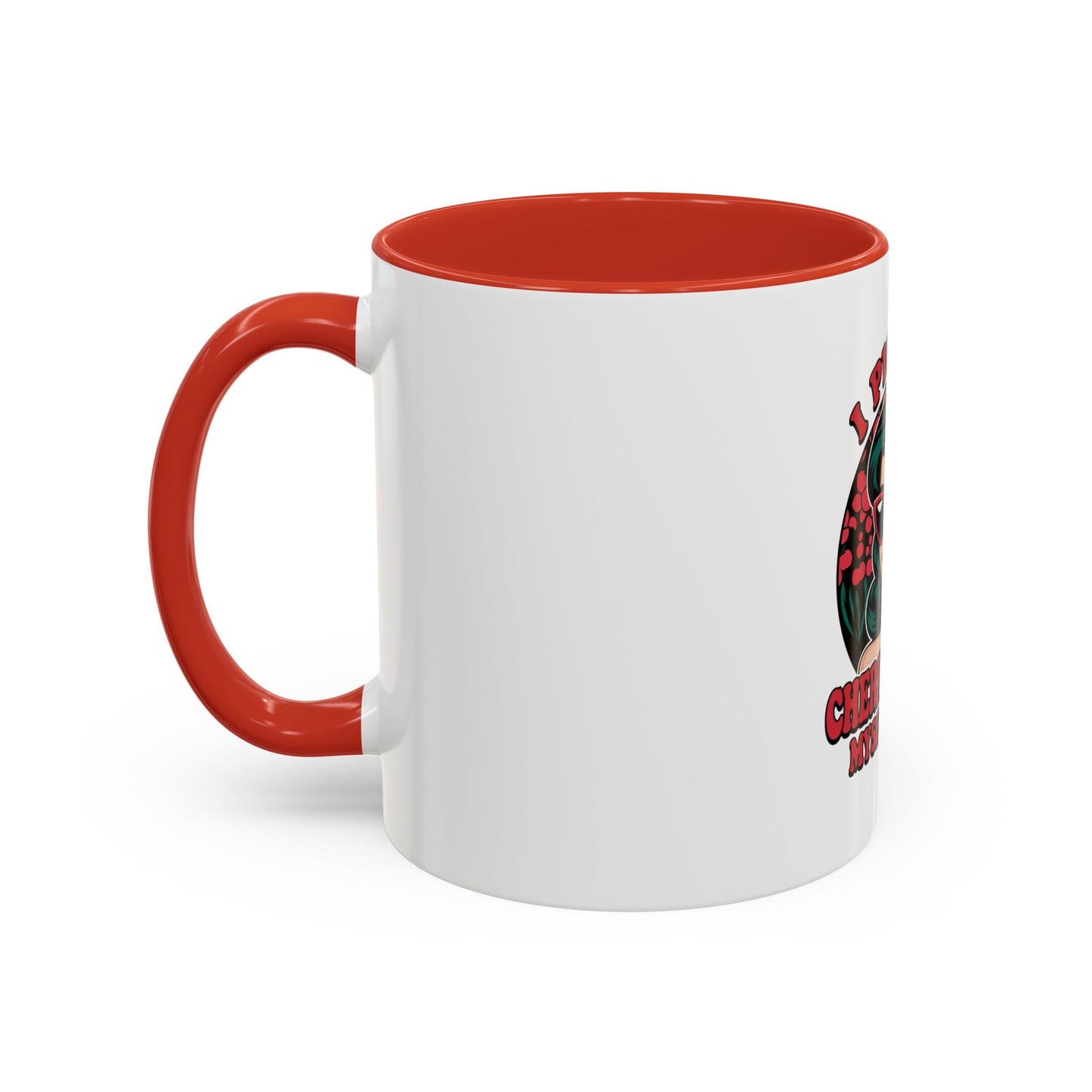 Cherry-Picking Accent Coffee Mug - Fun Gift for Coffee Lovers, Pink Handle Mug, Self-Care Reminder, Retro Design, Perfect for Birthdays,