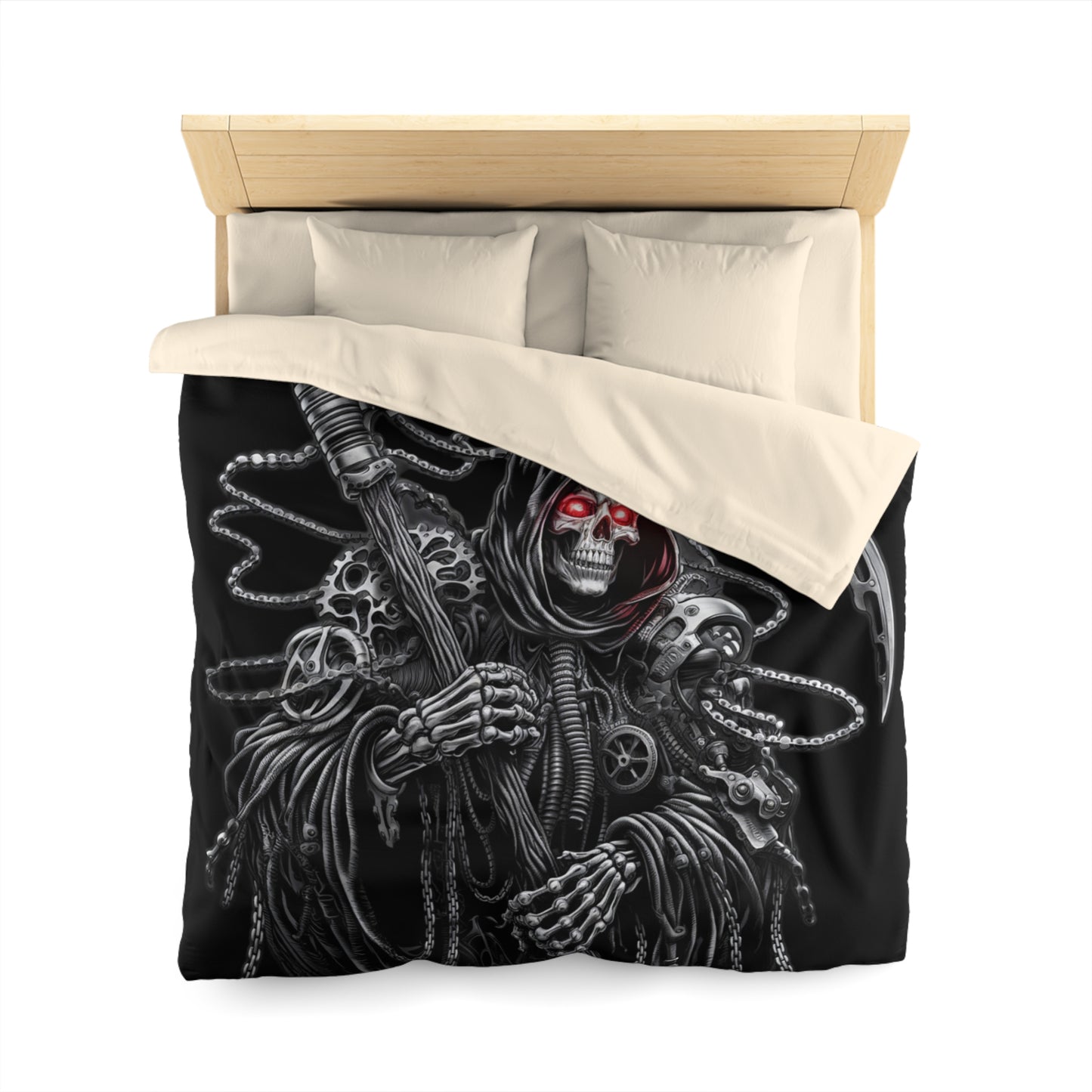 Gothic Grim Reaper Microfiber Duvet Cover, Dark Fantasy Bedding, Skull Home Decor, Halloween Bedroom, Unique Gift Idea