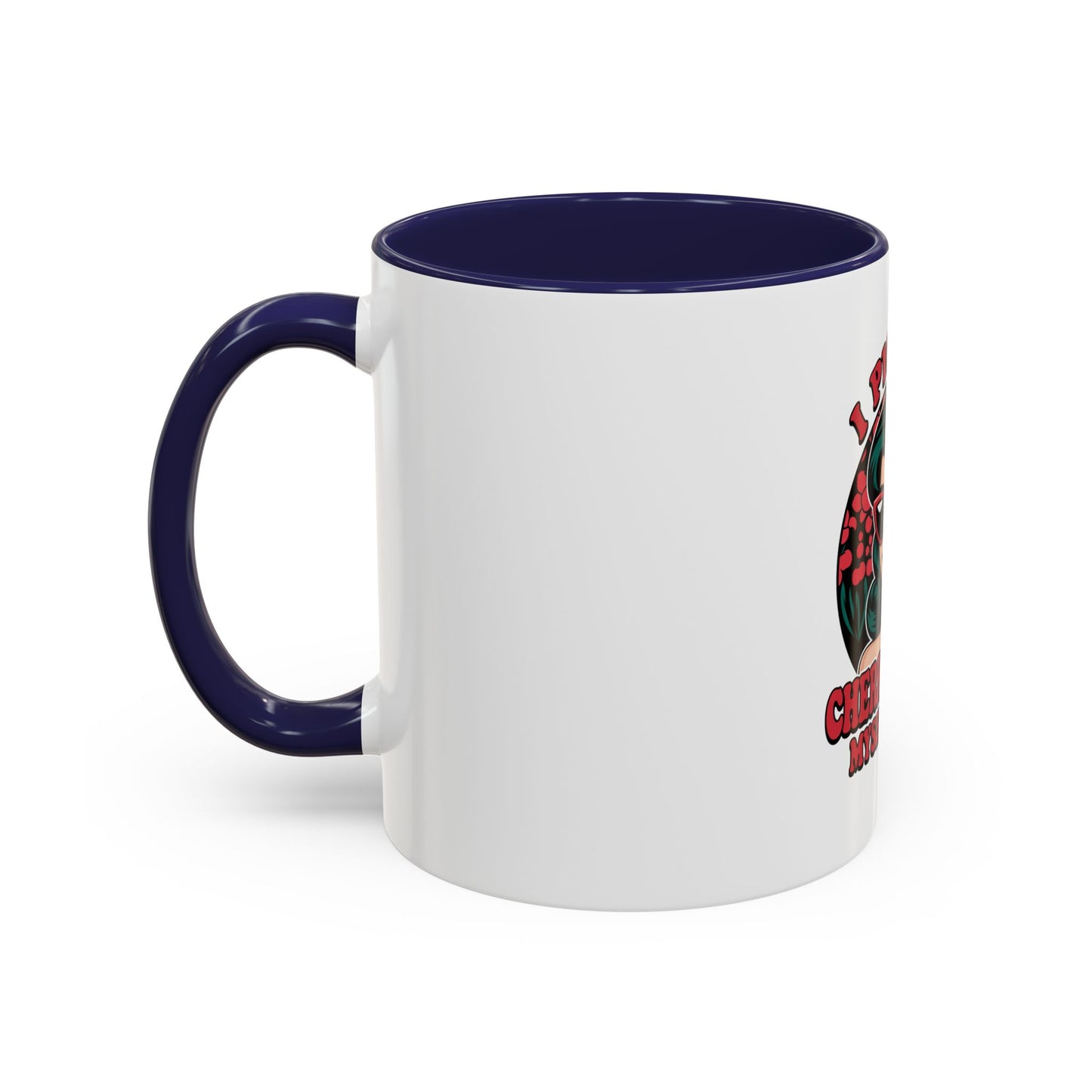 Cherry-Picking Accent Coffee Mug - Fun Gift for Coffee Lovers, Pink Handle Mug, Self-Care Reminder, Retro Design, Perfect for Birthdays,